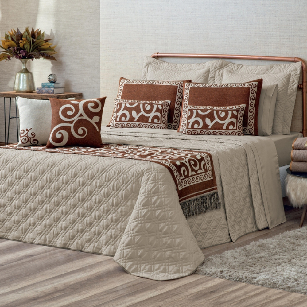 Kit Colcha Cobre Leito Casal King Completo 14 peças Turin 180 Fios Premium  Exclusivo e Sofisticado