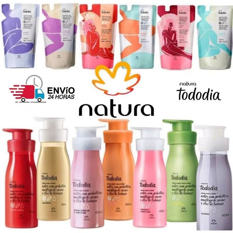 Creme Hidratante Corporal Natura Tododia 400 ou 200ml - Cereja e Avelã, Macadâmia, Algodão, Ameixa e Baunilha
