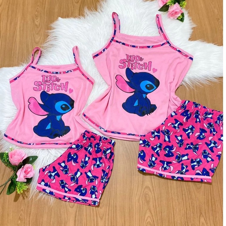 kit 2 baby doll mae e filha do stitch