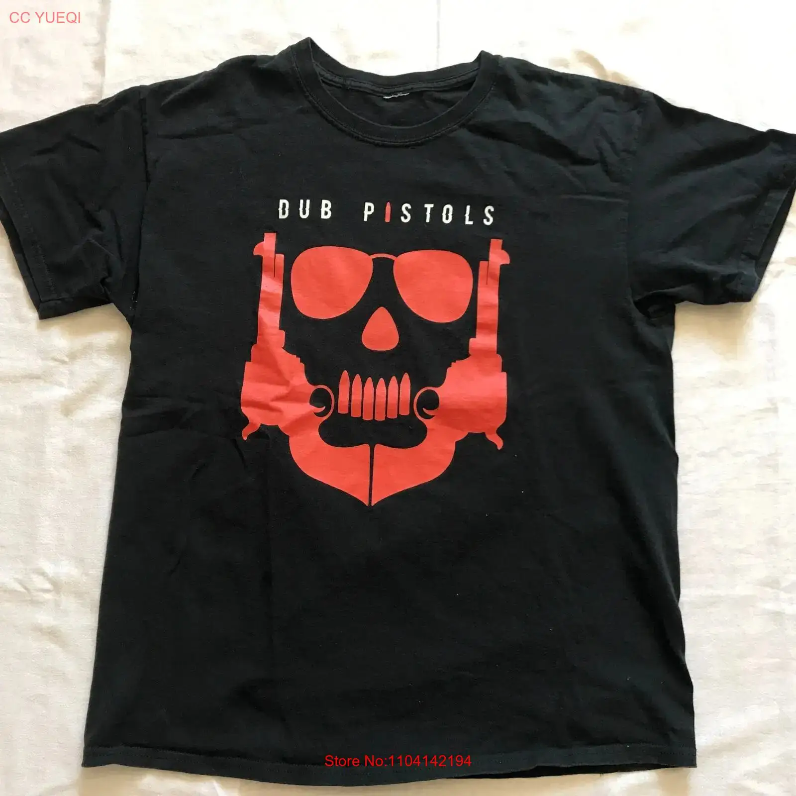 Camiseta Masculina DUB PISTOLS ELECTRONIC BAND Tamanho Grande Vintage Lavada Moda Casual Unissex Levemente Respirável Streetwear