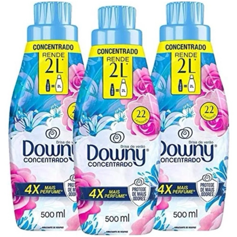 Kit 3un Downy amaciante concentrado fragrância brisa de verão 500mL