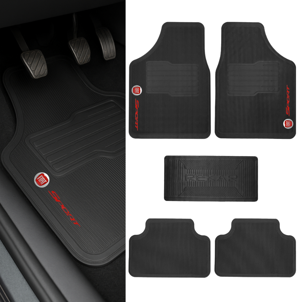 Kit Jogo Tapete Automotivo Carro Borracha Logo Fiat