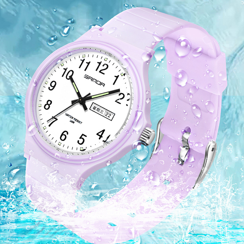 Relógio Feminino UTHAI L02, Moda Simples, Relógio Eletrônico de Quartzo Masculino, Calendário Duplo, 30M à Prova d'Água, Relógios Esportivos para Estudantes