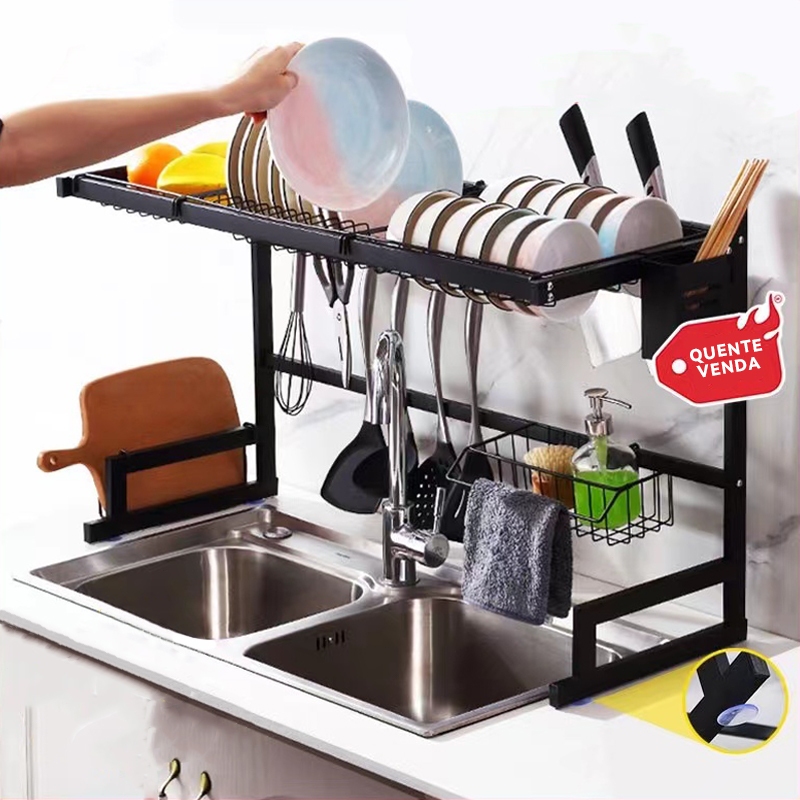 Kitchen Sink Counter Dish Rack Prateleira de drenagem de placas de aço inoxidável de alta qualidade