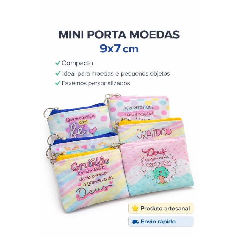 kit Mini Porta moeda Chaveiro 9x7-lembrancinhas Brinde festa empresa Igreja loja