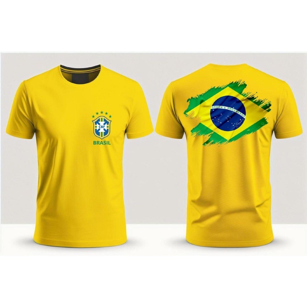 Camiseta personalizada Brasil copa do mundo futebol pátria feita 100% algodão confortável caimento perfeito