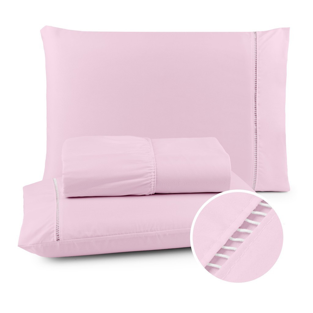 Lencol Queen/Casal/King/Solteiro Jogo De Cama Casal 400 Fios Micropercal com Ponto Palito