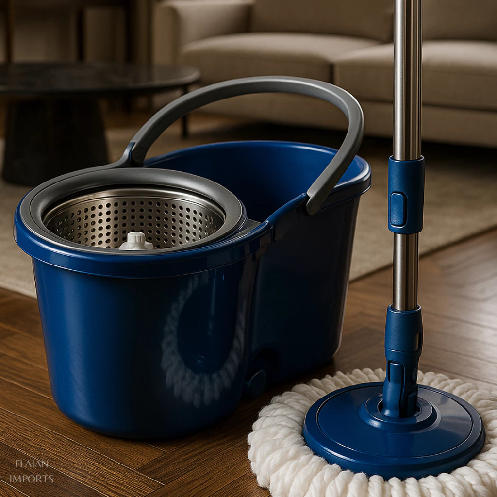 Mop Giratório Esfregão Com Balde Prático Facilitar Limpeza Casa Cozinha Sala