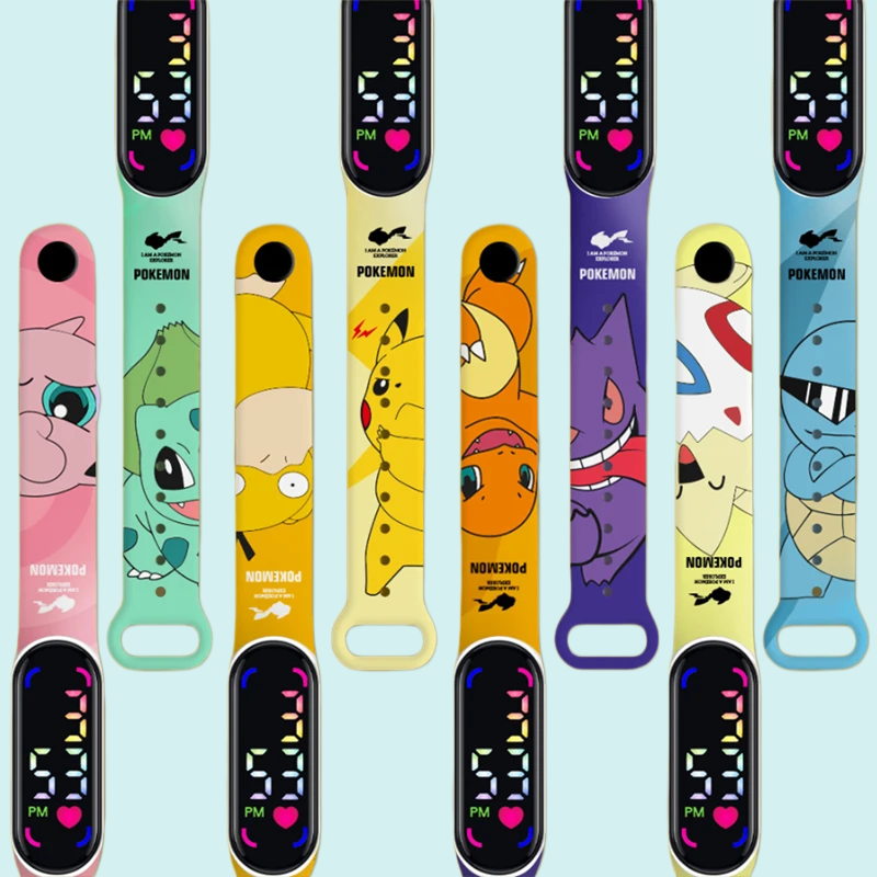 Relógio Digital LED Anime Pokémon Pikachu Gengar para Crianças, Presente de Aniversário para Meninos e Meninas