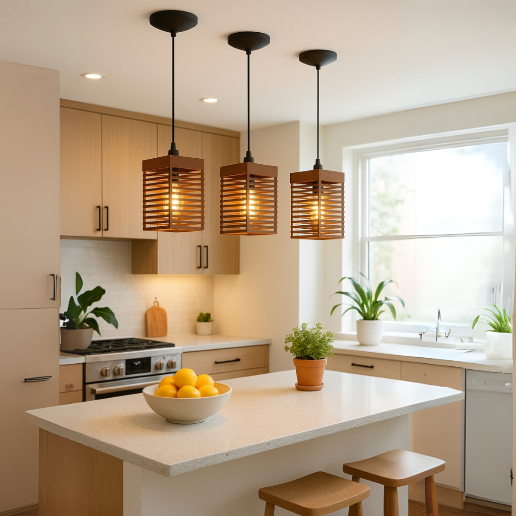 Kit 3 Luminária Pendentes Oriental Para Sala Cozinha Escritório Bivolt Cor Marrom - 3tm