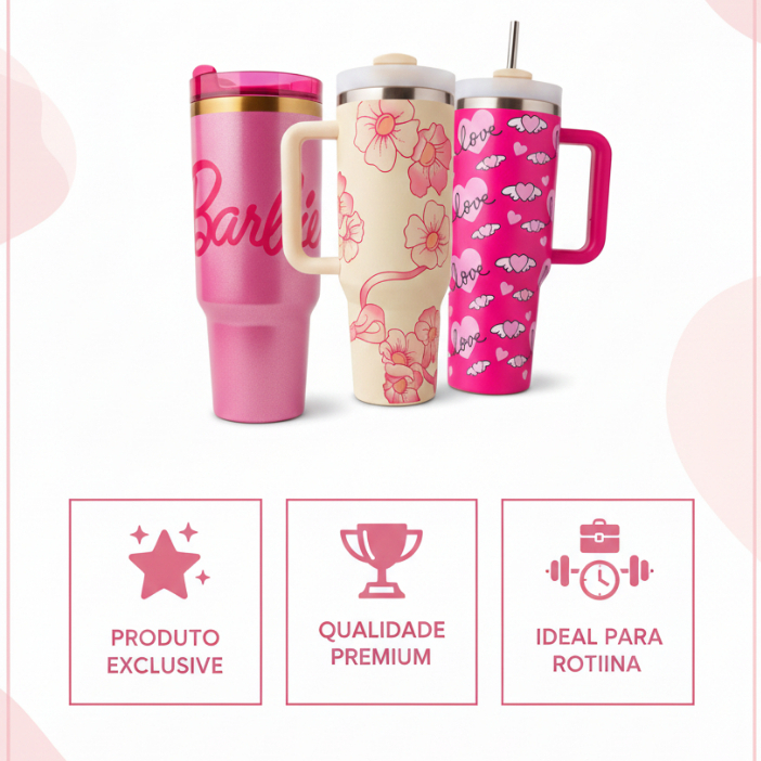 Copo Térmico  INOX 1200ml com Tampa  e canudo – Grande  para Bebidas Quentes e Frias