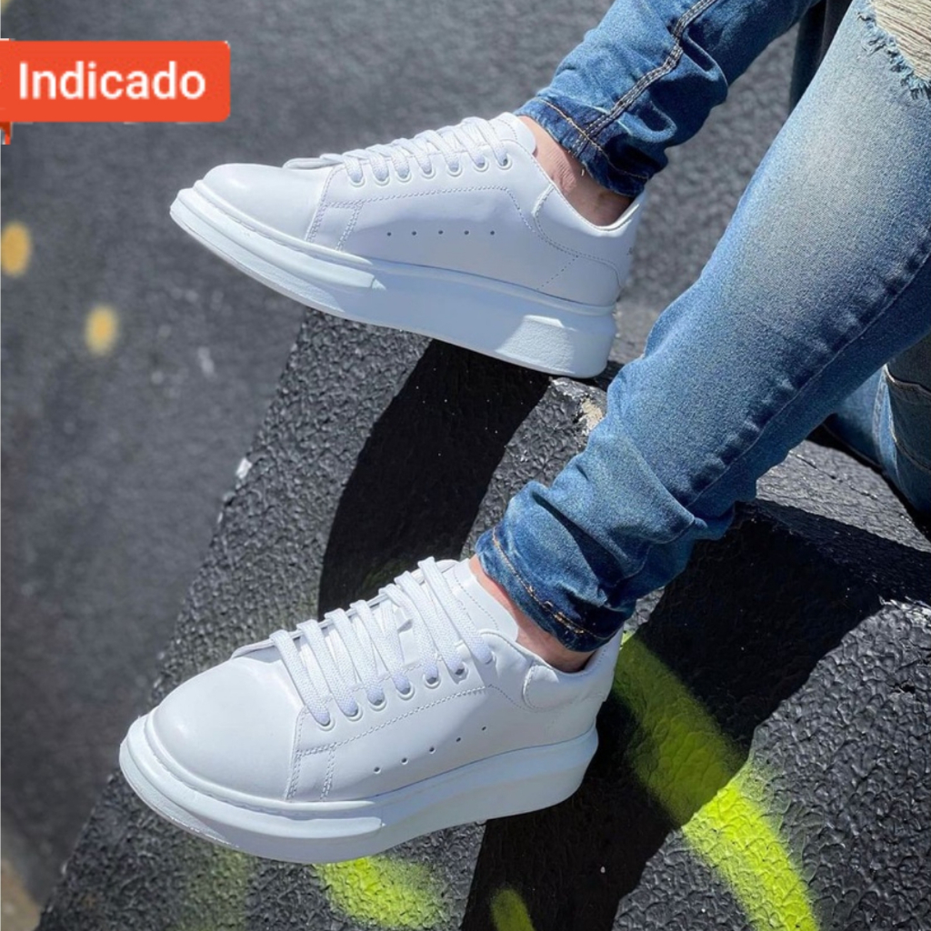 Tenis Casual Masculino Sola Alta 5cm Oversize Sneaker Clássico Branco