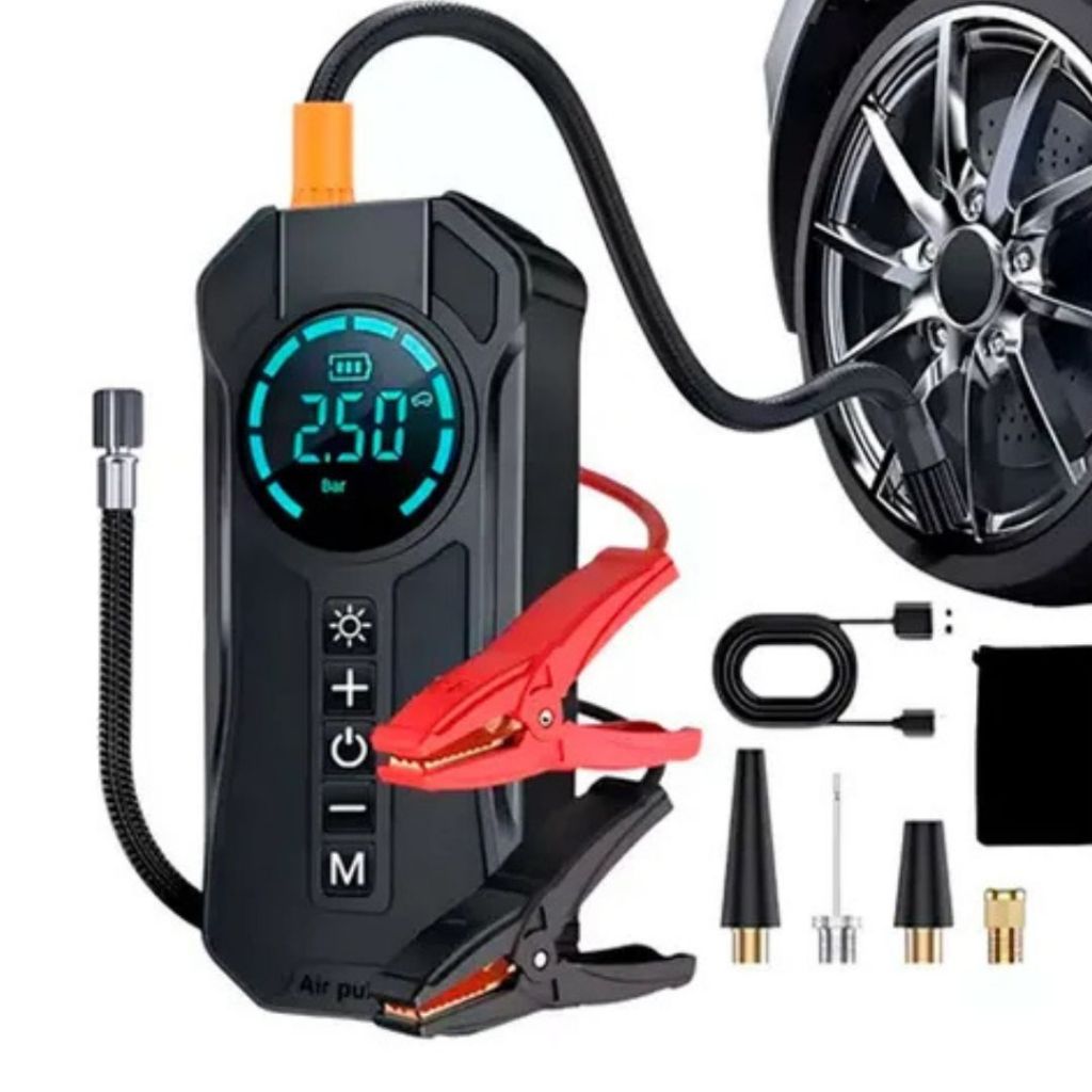 Bomba de Ar Portatil Compressor Inflator Multi-função 4 em 1 PowerBank 8kmah Bateria Calibrador de Carro Pneu.XHL_HOME