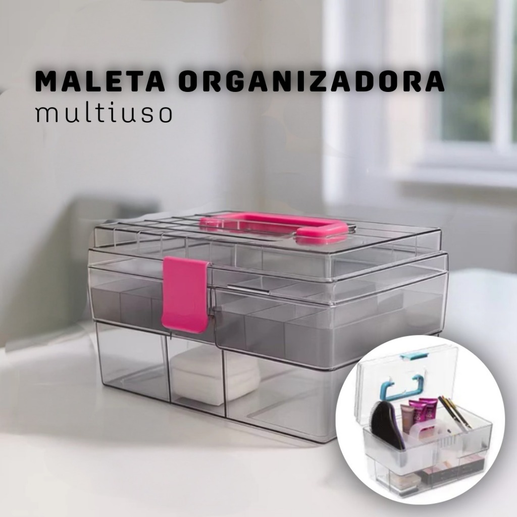 Maleta Organizadora Multiuso Maquiagem Esmaltes Joias Costura Medicamentos Odontologia