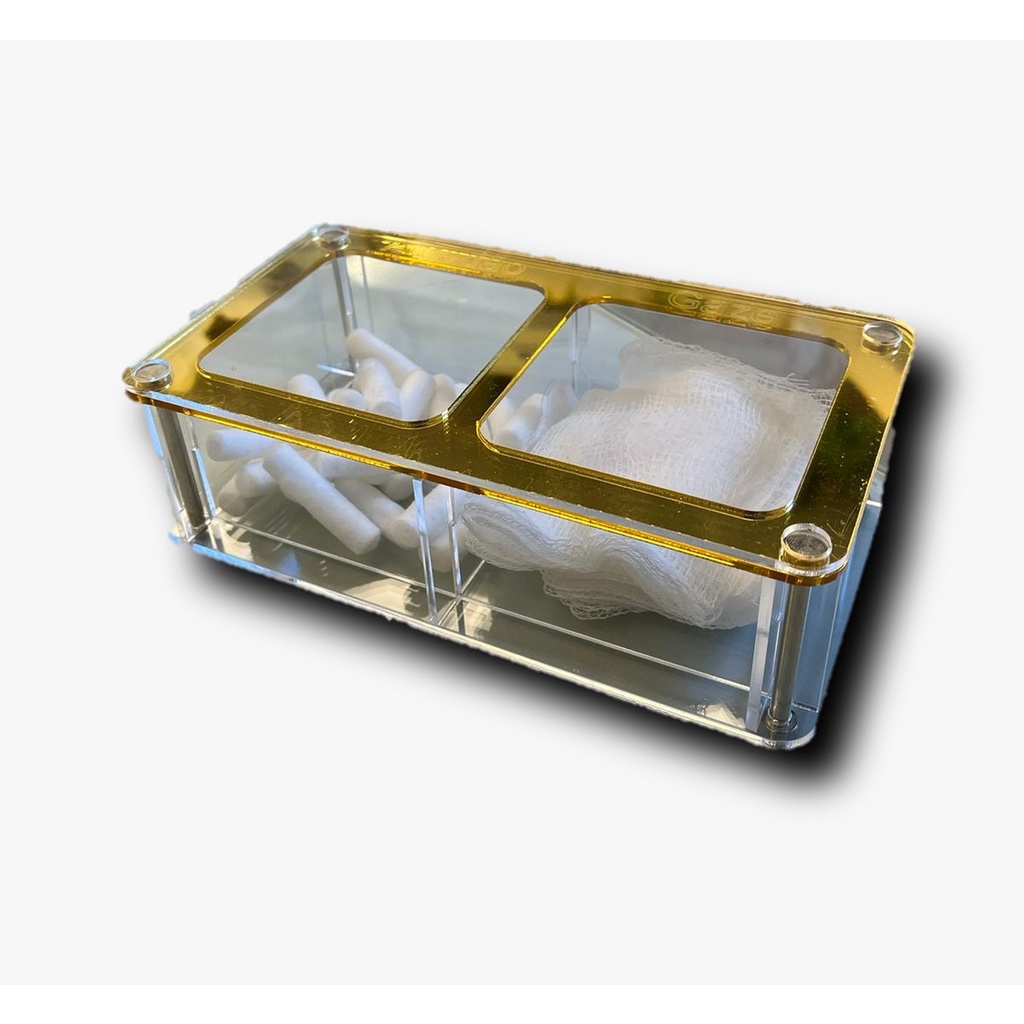 Porta Algodão e Gaze Dentista Odontologia acrílico Dourado