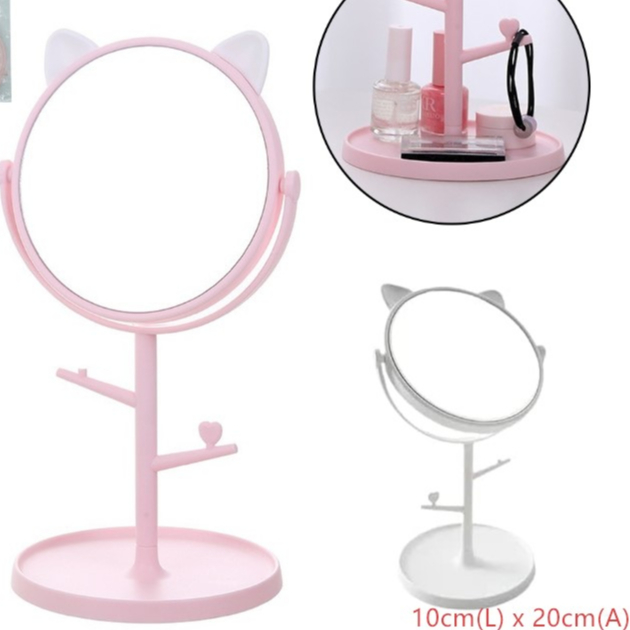 MINI Espelho Mesa Penteadeira Porta Bijuteria Gatinha