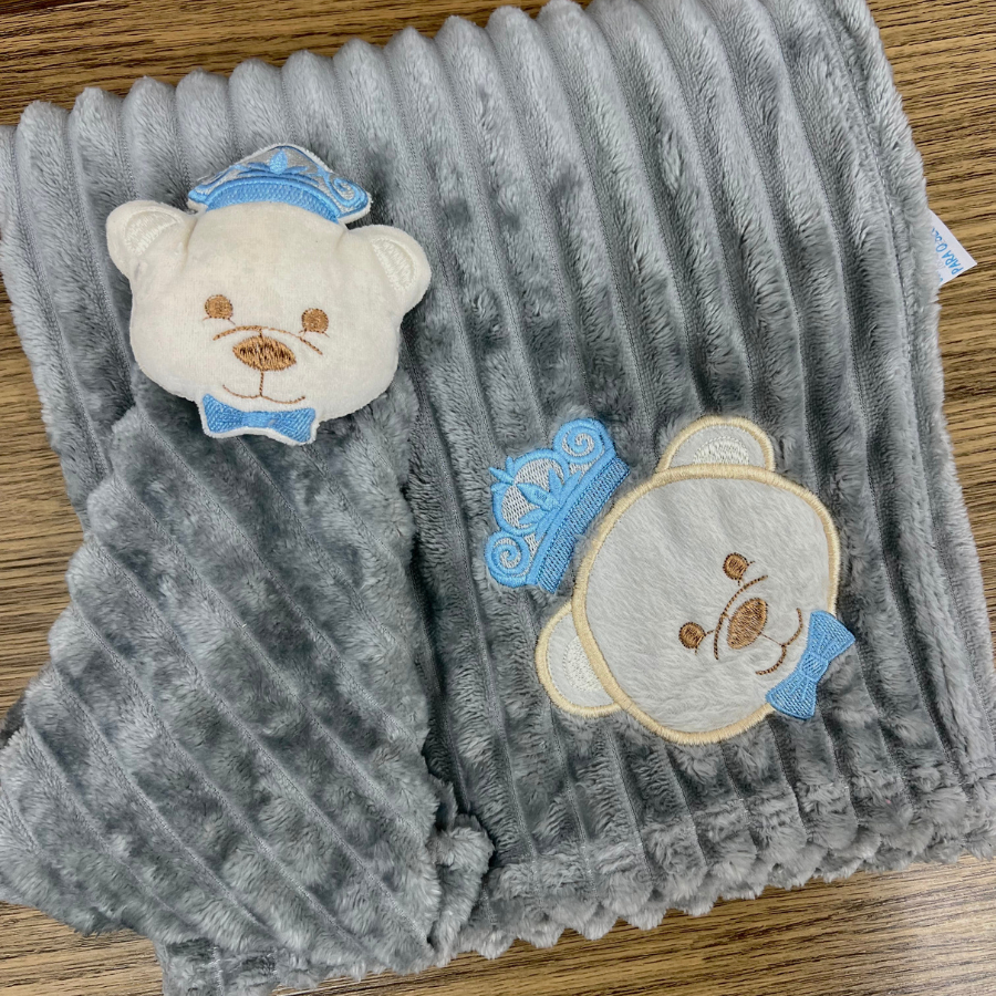 Cobertor com Naninha 2 Peças Anti-alérgico para Bebê Menina Menino Bordado