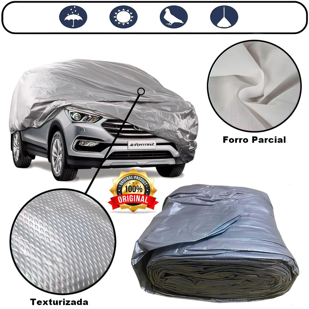 Capa Para Cobrir Carro Forrada 100% Impermeável Protege Sol Chuva Tratamento UV