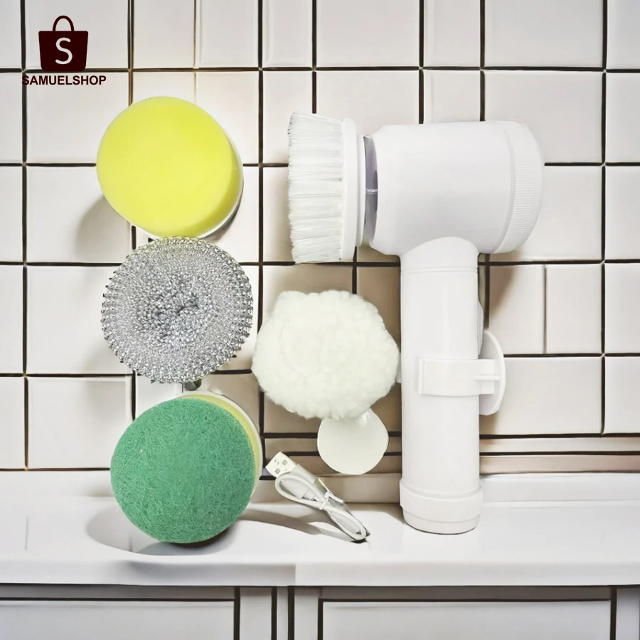 Kit escova Eletrica de Limpeza 5 em 1 Sem Fio Limpador Multiuso Pratico Para Cozinha Banheiro prático