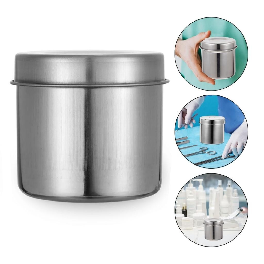 Pote Aço Inox 9cm Porta Gaze Algodão Dentista Podologia Clínica Odontologia Manicure Esterilização