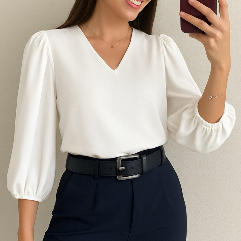 Blusa Feminina Manga 3/4 Novas Cores Verão Em Tecido Crepe Social Elegante Moda Evangélica