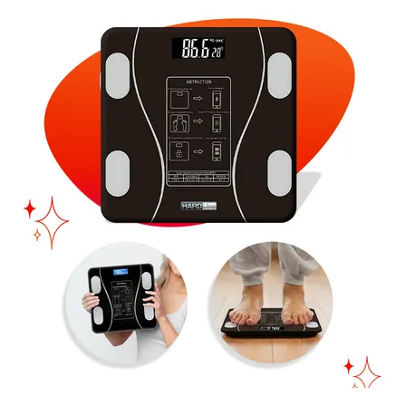 Balança Digital Bioimpedância Bluetooth Inteligente Corporal Alta Precisão Com App Grátis Android E Ios Preta Marca Hardline Preto
