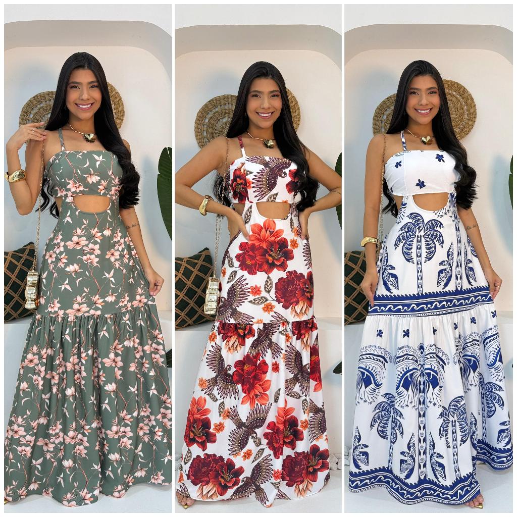 Vestido Longo Com FORO e BOJO, Feminino Com manga Variados super confortáveis e leves qualidade e durabilidade