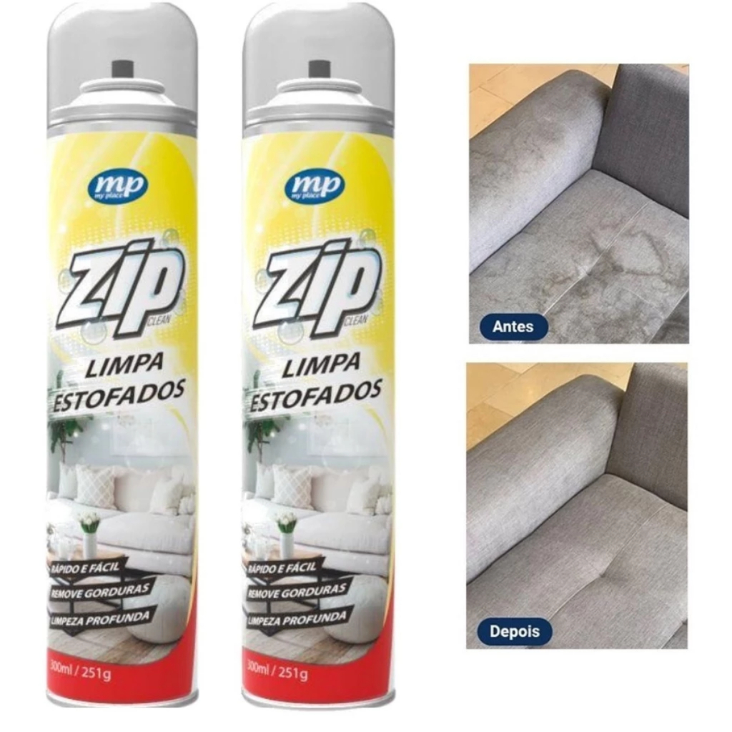 Limpa Estofados Espuma Mágica Spray Zip 300 ml Carro Sofá Tapetes Limpa a seco