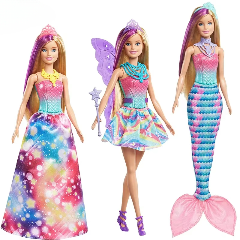 Boneca barbie genuína, brinquedos de moda de conto de fadas para meninas, presentes, acessórios, bonecas de brinquedo, roupas barbie para boneca, vestido de princesa