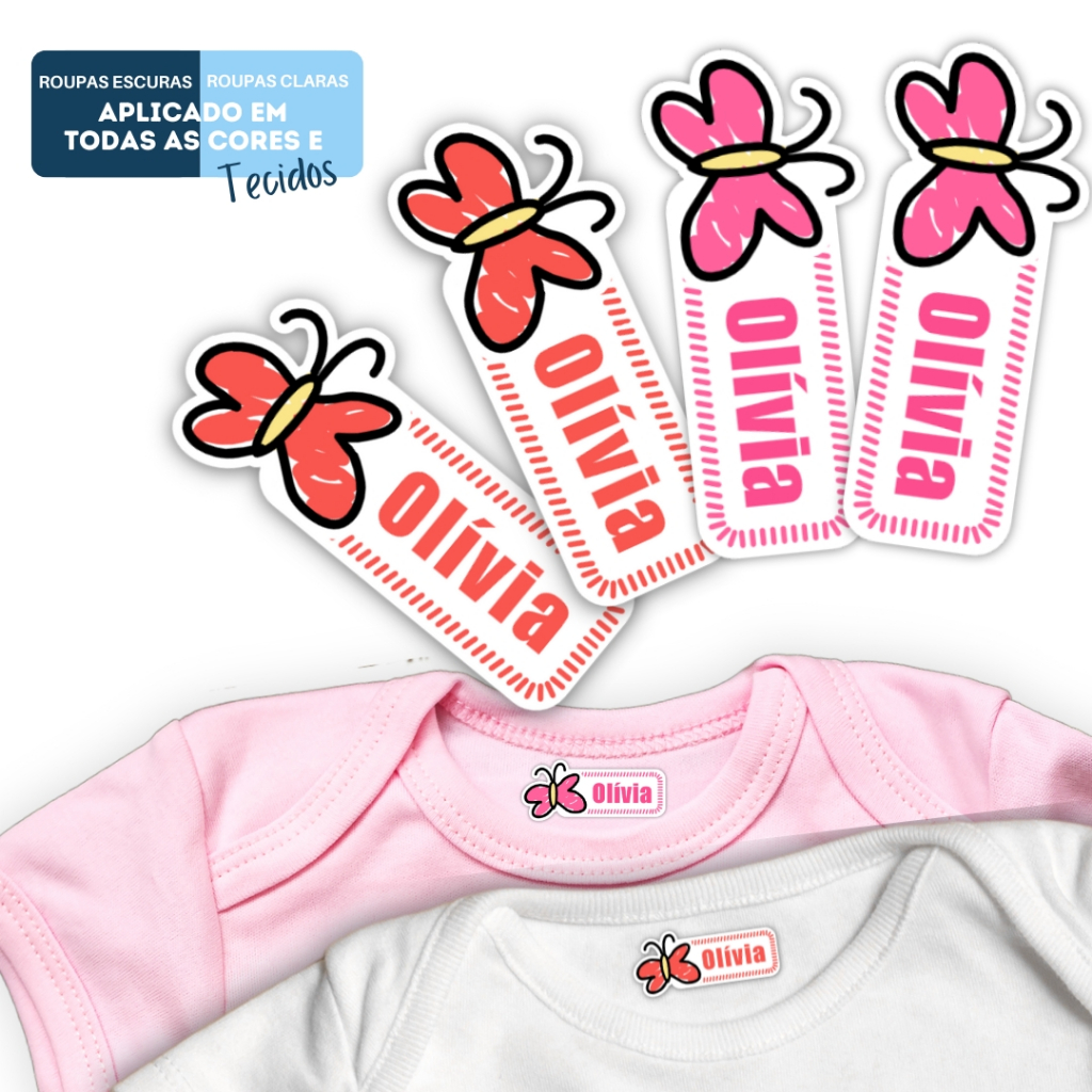 Etiqueta Termocolante Para Uniforme, Meias, Aplicado em Qualquer Tecido, 36pçs Borboleta Mod.44