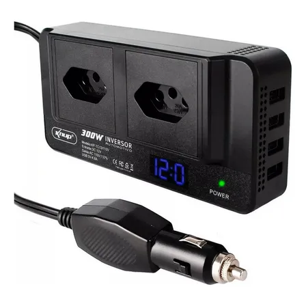 Inversor De Tensão 12v 300w/100v = 4 Tomadas Usb Knup