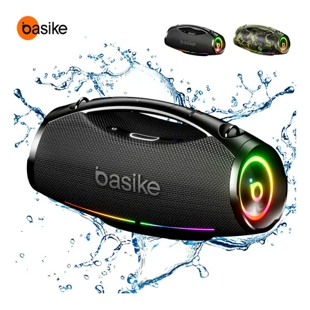 Caixa De Som Portátil Basike Boombox 200w Bluetooth, Com Luzes Rgb E À Prova D'água Preto 127/220v
