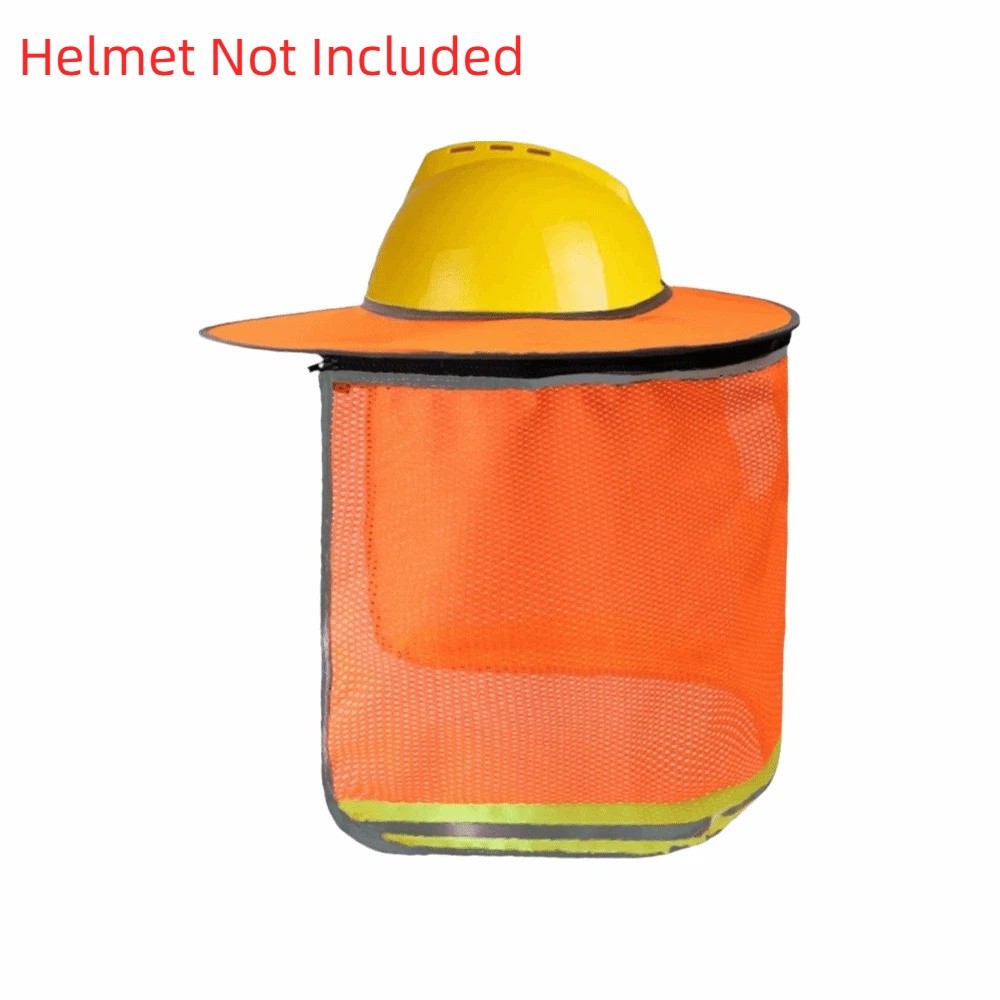 Capacete de segurança com proteção UV, cortina protetora respirável e reflexiva para o pescoço, protetor de pescoço portátil com aba larga e proteção solar.