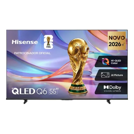 Hisense Smart Tv 4k 55  Polegadas 55q6qv Qled Com Dolby Vision, Hdr10+, HLG, Filmmaker Mode, Dolby Gaming, Dolby Atmos, Compatibilidade Alexa E Google