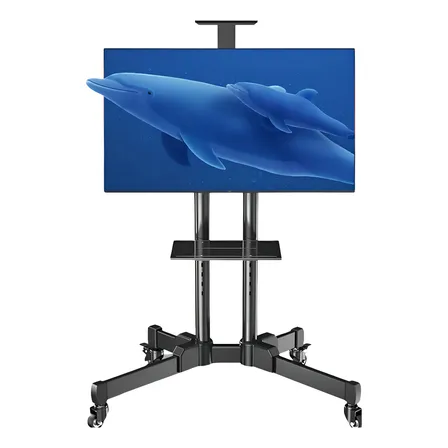 Suporte Móvel Pedestal Para Tv De 32 A 65 Com 2 Bandejas Cor Preto