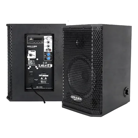 Kit Donner Saga8a Saga8p Caixa Ativa + Passiva 8 Polegadas 225w Preto Usb Bluetooth Bivolt Cabo 127/220v