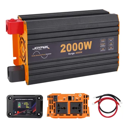Inversor 2000w Pico 4000w Conversor Onda Senoidal Pura 12v Para 127v 60hz Com Controle Remoto Múltipla Proteção