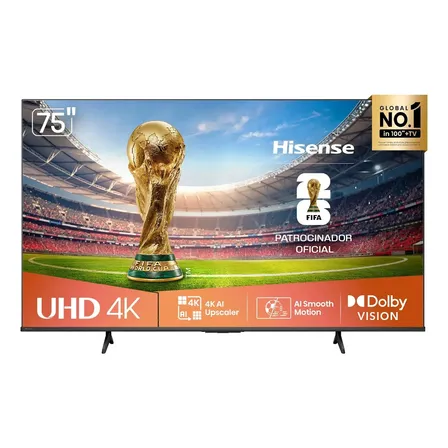 Hisense Smart Tv 4k 75  Polegadas 75a6nv Com Dolby Vision, Hdr10, HLG, Dolby Gaming, Film Maker, Dts Virtual X, Compatibilidade Alexa E Google Home
