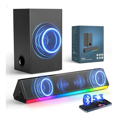 Soundbar Barra De Som Com Subwoofer Home Theater Para Tv Blutooth 5.3 Tv Sound Bar Preto 127/220v