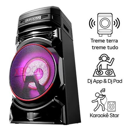 Torre De Som LG Xboom Rnc5 Bluetooth, Som Potente, Função Dj, Iluminação Led E Party Mode Preto 127/220v