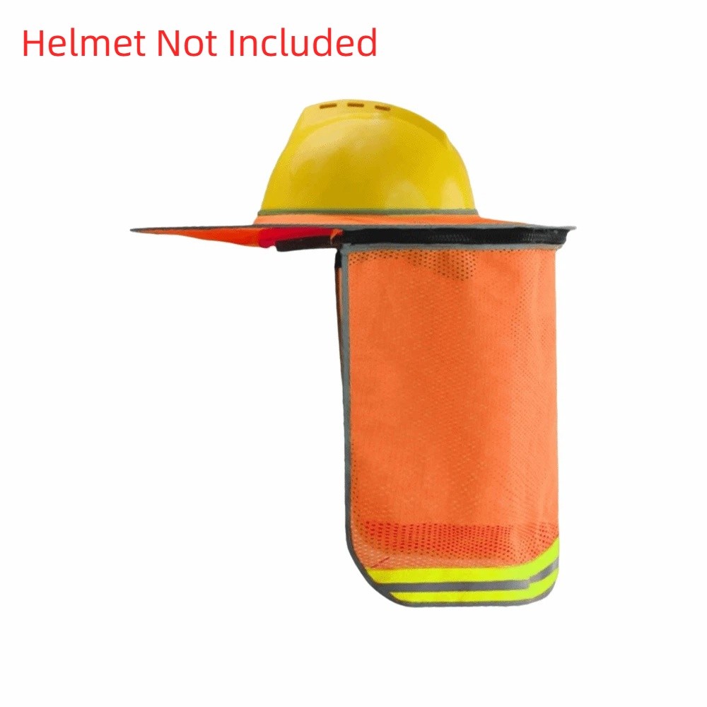 Capacete de segurança com proteção UV, respirável, aba larga, protetor de pescoço reflexivo, protetor solar portátil reflexivo