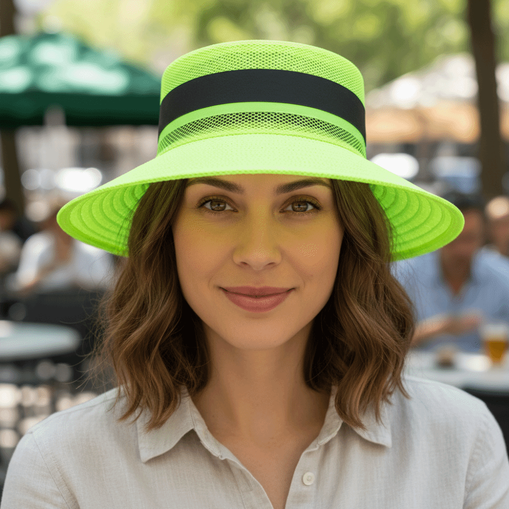 Chapéu de Sol Refletivo com Design Ajustável, Aba Larga, Proteção Solar Anti-UV, Chapéu Bucket com Protetor de Pescoço UV