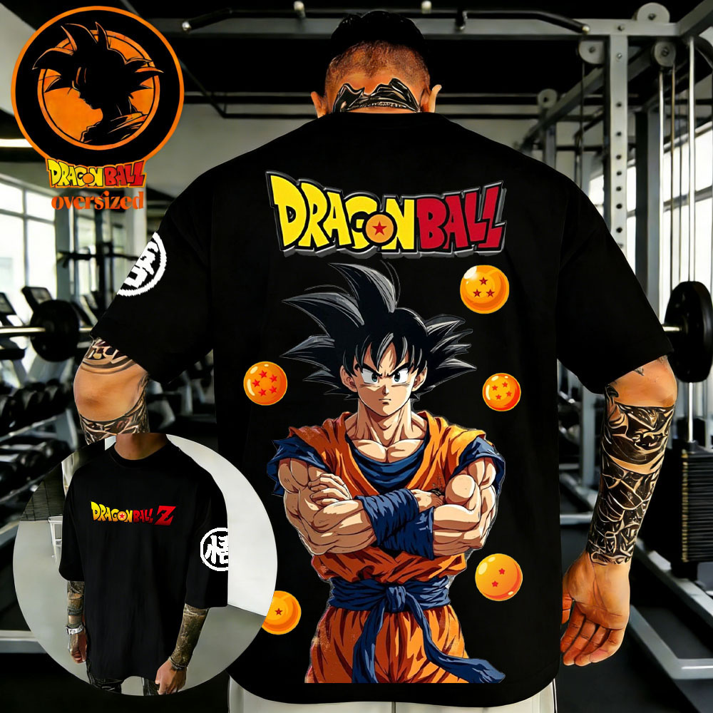 Camiseta de Fitness Masculina Oversized de Algodão de Alta Qualidade Dragon Ball Retrô Verão 2026 Unissex Infantil Casual Manga Curta