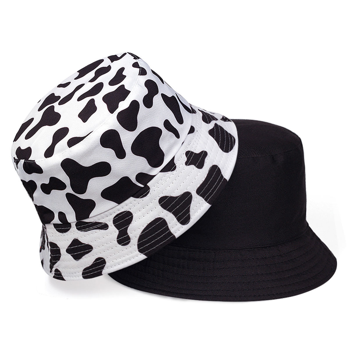 Boné Bucket 2025 com Estampa de Vaca Leiteira, Bonés Casuais Dupla Face, Boné de Vaca Leiteira, Bonés Esportivos Neutros Novos