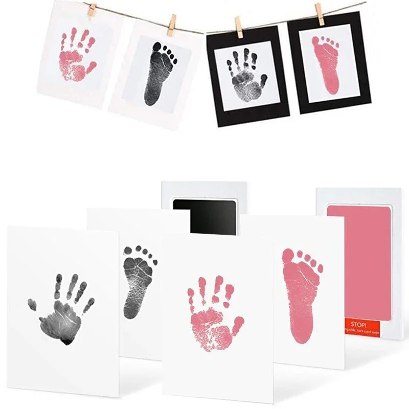 Kit de Almofadas de Tinta Sem Tinta para Impressão de Pegadas e Impressões de Mãos de Bebês, Não Tóxico, Seguro, Sem Toque na Pele, para Recém-Nascidos de 0 a 10 Meses e Impressão de Pegadas de Cães de Estimação, Lembrança