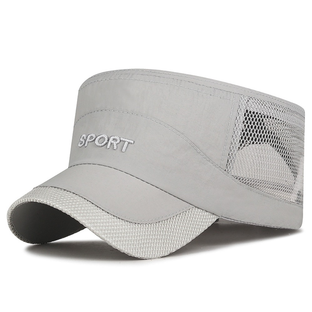 Boné Ajustável com Topo Plano para Proteção Solar, Casual, em Malha, Poliéster Respirável, Secagem Rápida, Ideal para Pesca
