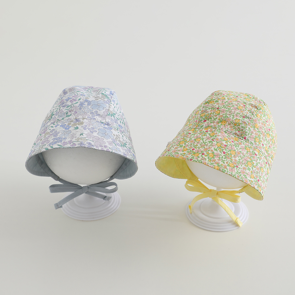 Chapéu de Sol Reversível para Bebês Meninas, Estilo Indiano Floral, para Outono, Viagens ao Ar Livre, Boné de Sol para Recém-Nascidos, Touca para Crianças, Faixa de Cabeça para Recém-Nascidos