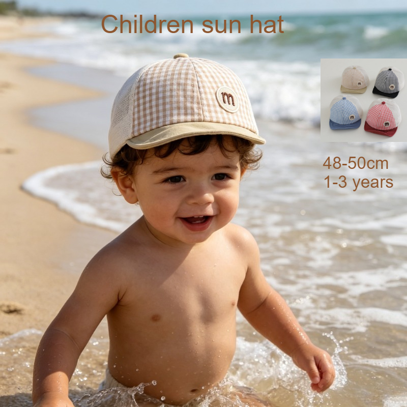 Chapéu de Bebê com Proteção Solar 48-52cm para Meninos e Meninas de 1-3 Anos, Boné de Beisebol com Aba Macia e Respirável para Crianças
