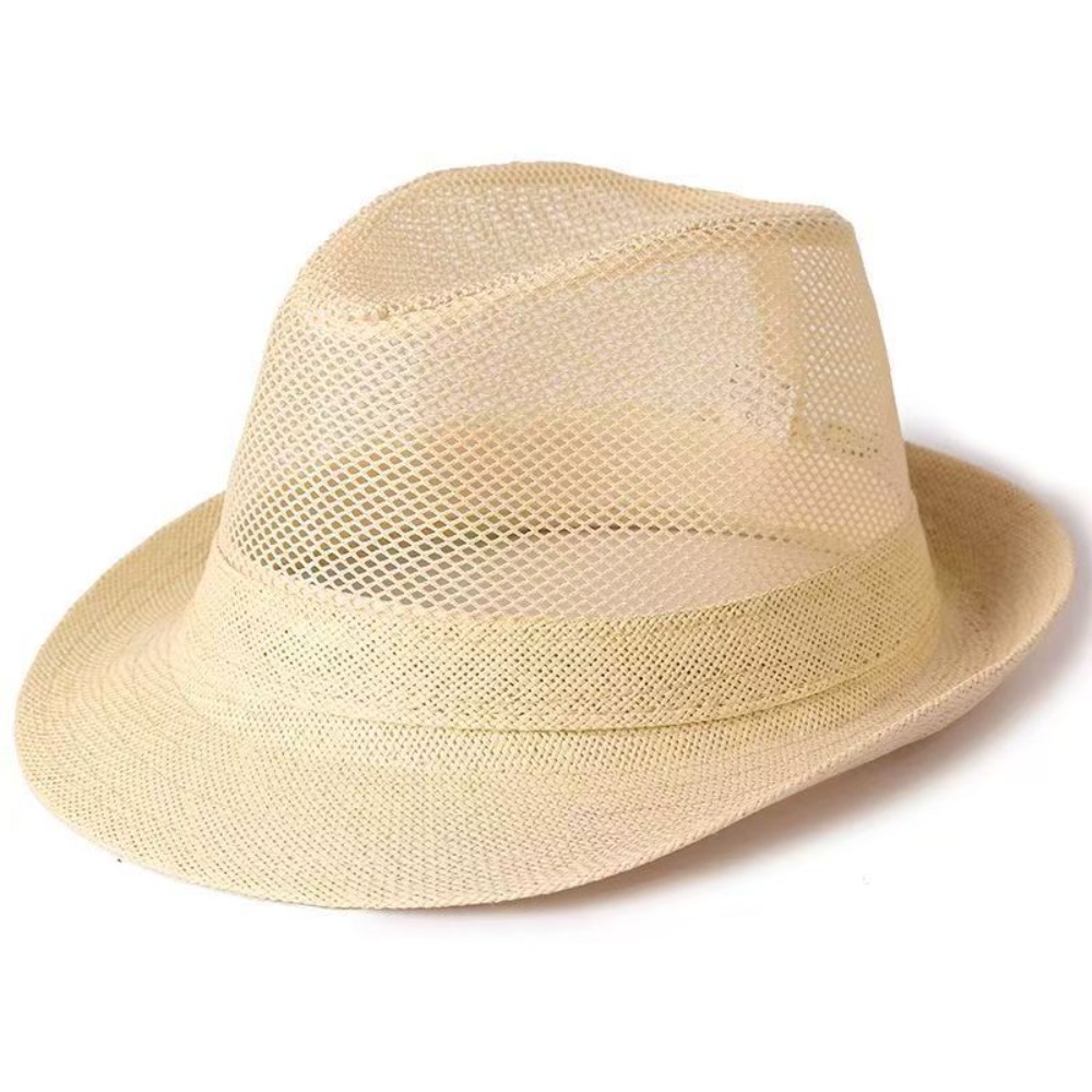 Chapéu de Sol Leve com Topo de Malha Respirável e Aba Enrolada, Chapéu de Praia de Cor Sólida para Proteção Solar, Boné Jazz para Atividades ao Ar Livre