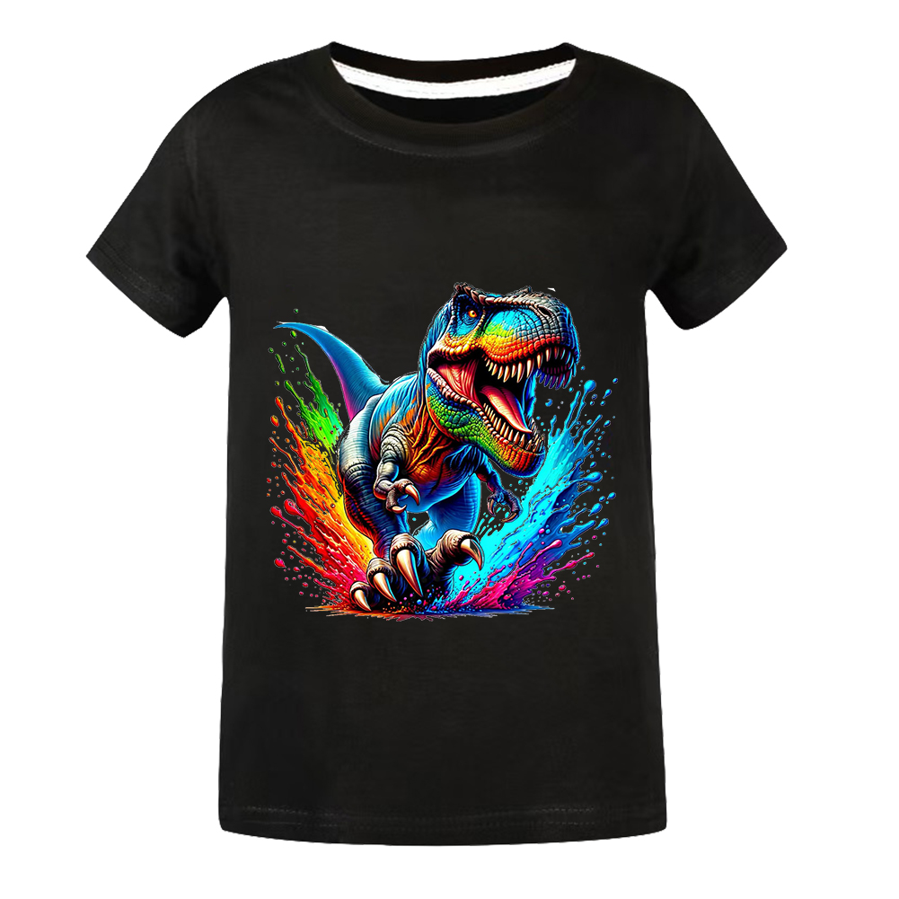 Camisetas de Algodão para Crianças com Estampa de Dinossauro, Camiseta de Aniversário para Meninos, Roupas Casuais Infantis